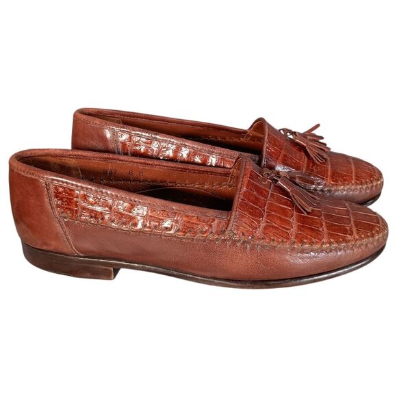 Belvedere Genuine Crocodile Loafers Shoes Mens 8 M Brown Tassel main image 12